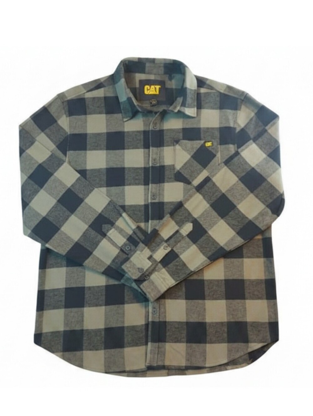 Caterpiller CAT Men's Buffalo Check Flannel Shirt Heavyweight Black/Green LARGE